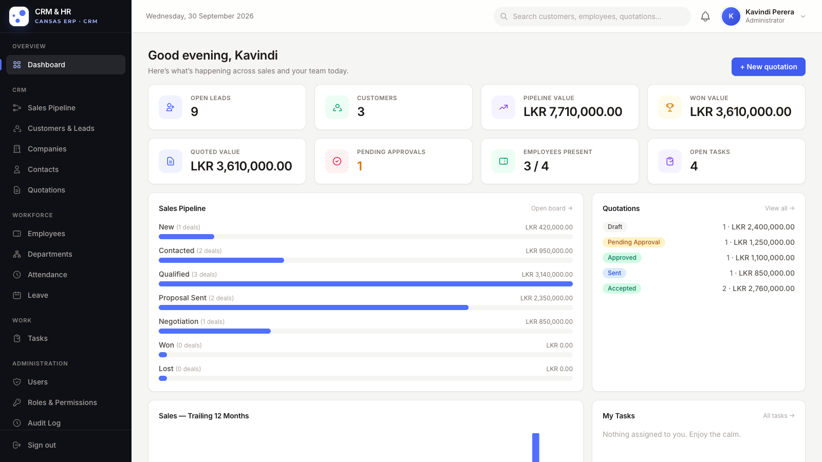 Cansas CRM & HR screenshot